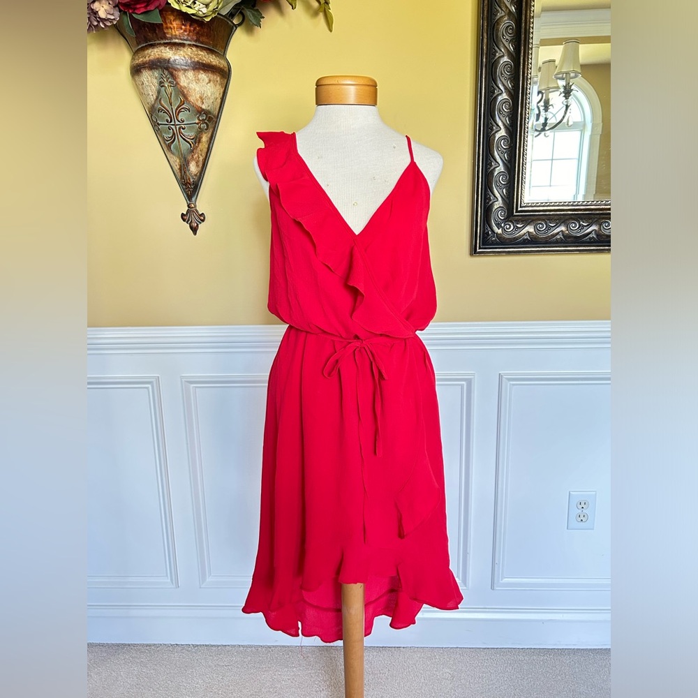 H&M Divided Brand Red asymmetrical dress. Size 12.